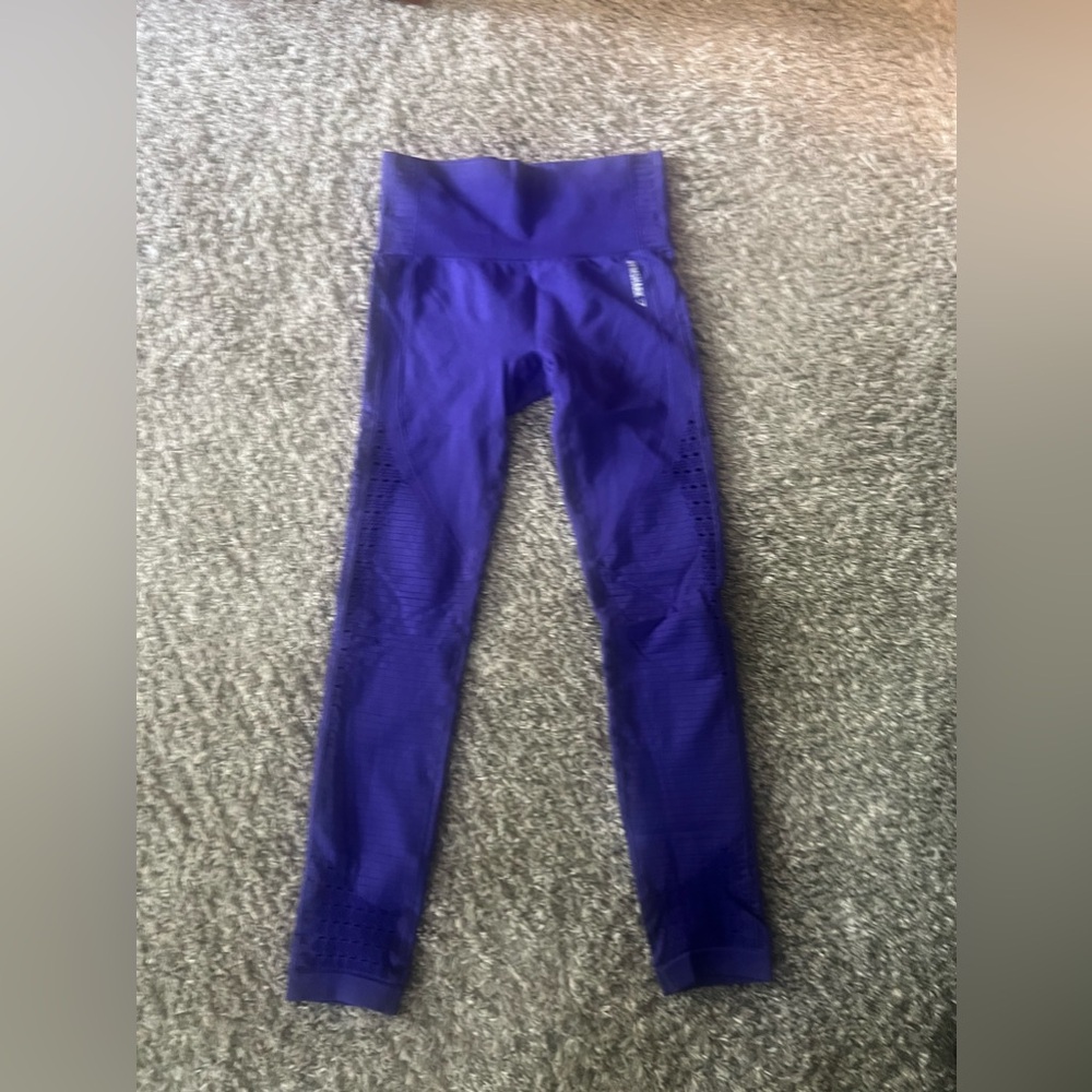 Gymshark Purple Energy Seamless Leggings Eyelet Detail Cropped Womens Sz S